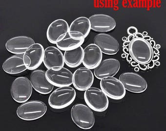 10 cabochons/OVALES18x13mm clear glass dome