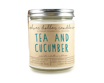 Tea & Cucumber Scented Candle 8oz, mom gift, gifts for her, relaxing candle, calming candle candles, fresh scent, clean candle,birthday gift