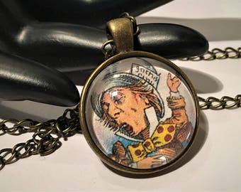 MAD HATTER Necklace Alice in Wonderland Tea Party Pendant Fairytale Jewelry