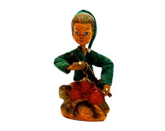 VINTAGE: Musical Fantasy Asian Elf Pixie Figures - Asian Oriental Figures - Musical Figure - Doll - Toy - SKU 25-C6-00003753