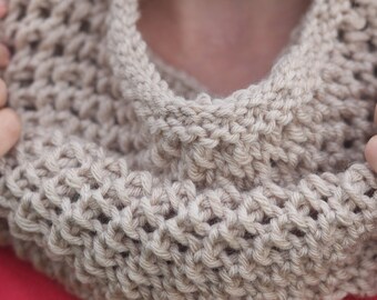 Beige cowl Knitted cowl Knitted neck warmer Cowl scarf Knit cowl Crochet cowl Knit snood Christmas gift Neck wrap Beige neck warmer Snood