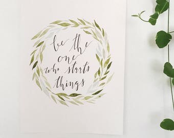Hand Painted Watercolor Wreath Painting with Quote 9x12"