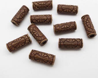 Tribal Wood Bead 10 Pcs Charm Locs Dreadlock dread accessory making Charms Silver Bead Braid cuf
