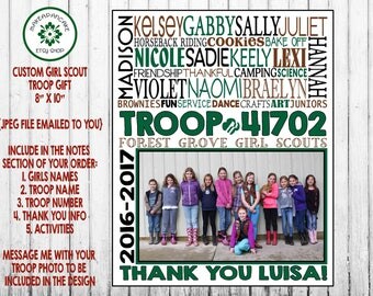 GIRL SCOUT TROOP Gift ~ Girl Scout Leader Gift ~ Troop Gift ~ Thank You ~ Jpeg File ~ Personalized
