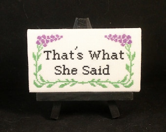 That's What She Said - Completed Cross Stitch