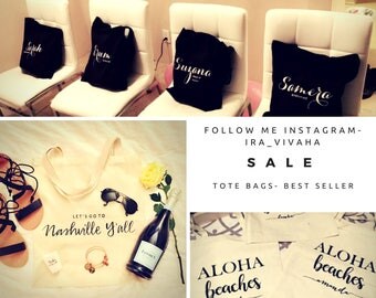 Bridal Tote, Bride Bag, Bridesmaid Tote, Bridesmaid Bag, Personalized Tote, Personalized Name Tote, Wedding Day Tote