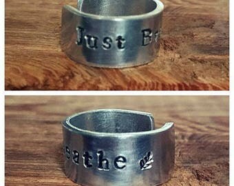 Customized handstamped ring, 10mm, any size, choose your words