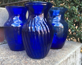 cobalt blue crystal vase