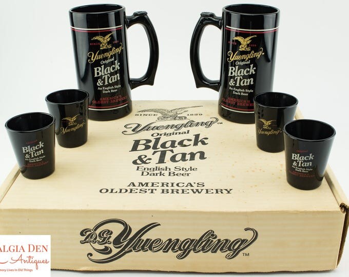 Yuengling Black & Tan Beer | Libbey Shot Glasses And Mugs | Vintage Barware