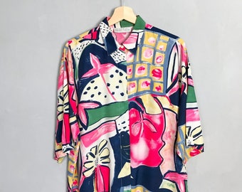 MICHÈL VALÉRIE KREYMBORG • Vintage Blouse • L • Women's Shirt • Women's Top • 80s • Pattern
