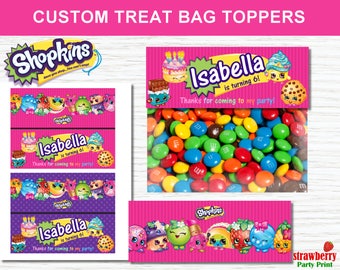 Shopkins Treat Bag Toppers, Shopkins Party Favors, Shopkins Birthday Decoration, Goodie Bag Toppers, Party Printable