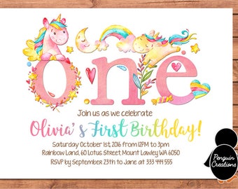 Unicorn Invitation. Unicorn First Birthday. Unicorn Party. Party Supplies. Baby Shower