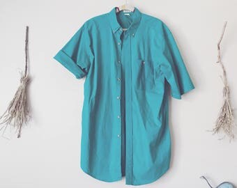 Long Turquoise Shirt Dress