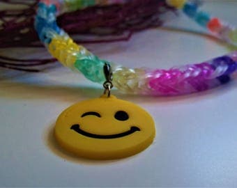 Kids rainbow loom emoji necklace