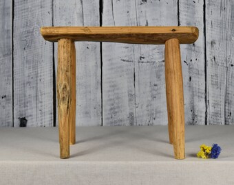 Antique wooden stool / Rustic wooden bench / Small wooden stool / Vintage bench farmhouse / Rustic wooden seat / Rustic decor / Home decor
