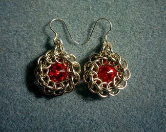 Silver Half Persian and Swarovski Earrings