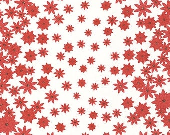 Winter's Lane Poinsettias on White 13091-16 by Kate and Birdie Paper Co. for Moda - 1/2 yd cut