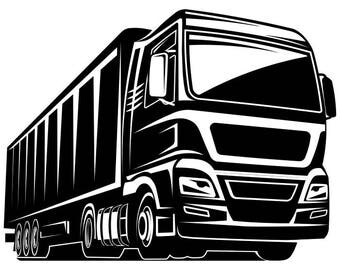 Truck Driver #4 Trucker Big Rigg 18 Wheeler Semi Tractor Trailer Cab Flat Bed Company Logo .SVG .EPS .PNG Clipart Vector Cricut Cut Cutting