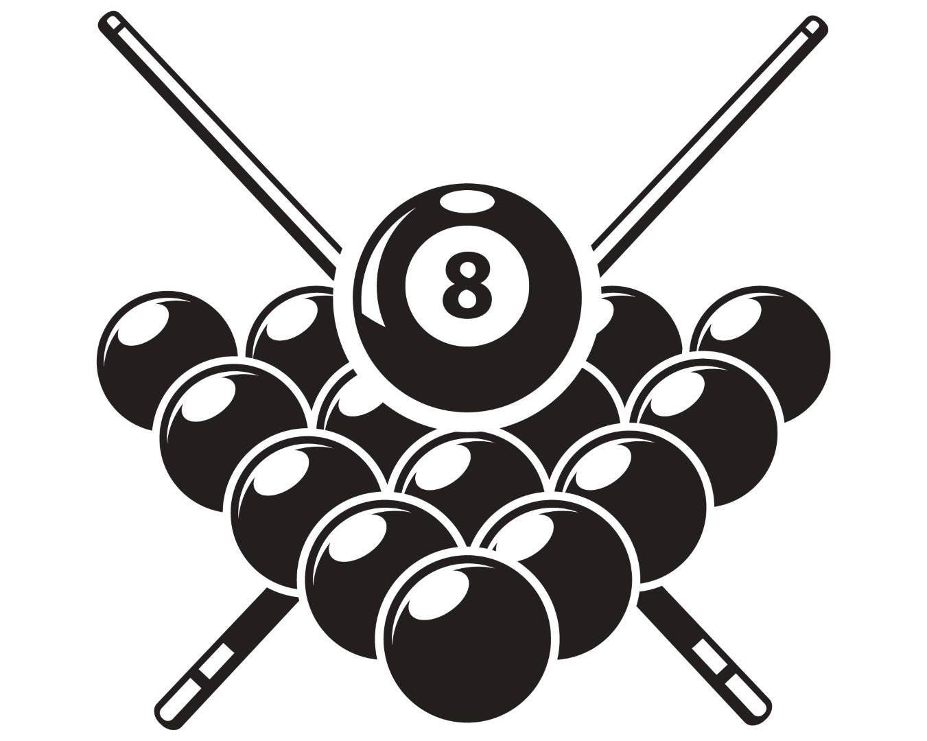 Gambar Logo Billiards Pool Sticks Crossed Rack Eight Ball Sports Game
