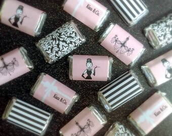 Breakfast at Tiffany's Inspired Miniature Candy Bar Wrappers - Pink