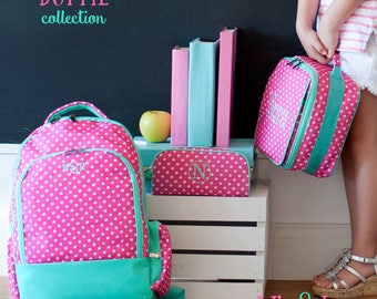 Dottie Collection, Dottie Backpack, Dottie Lunchbox, FREE Personalization, Monogrammed Backpack, Monogrammed Lunchbox, Backpack Set