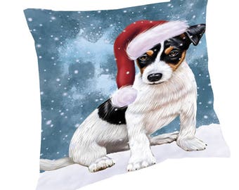 jack russell christmas pillow