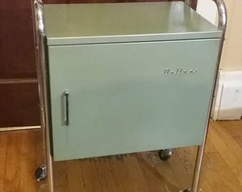 Vintage Serving Cart, Vintage Medical Cart, Metal Rolling cart With Locking Wheels, Old Cart, Serving cart With Storage