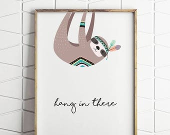 70% OFF SALE sloth printable wall decor, printable wall decor, sloth wall decor, hang in there, hang in there decor, sloth print, sloth art
