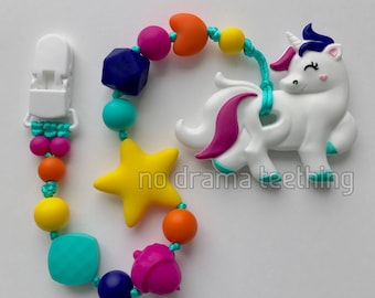 Silicone Unicorn Teether with a dummy chain