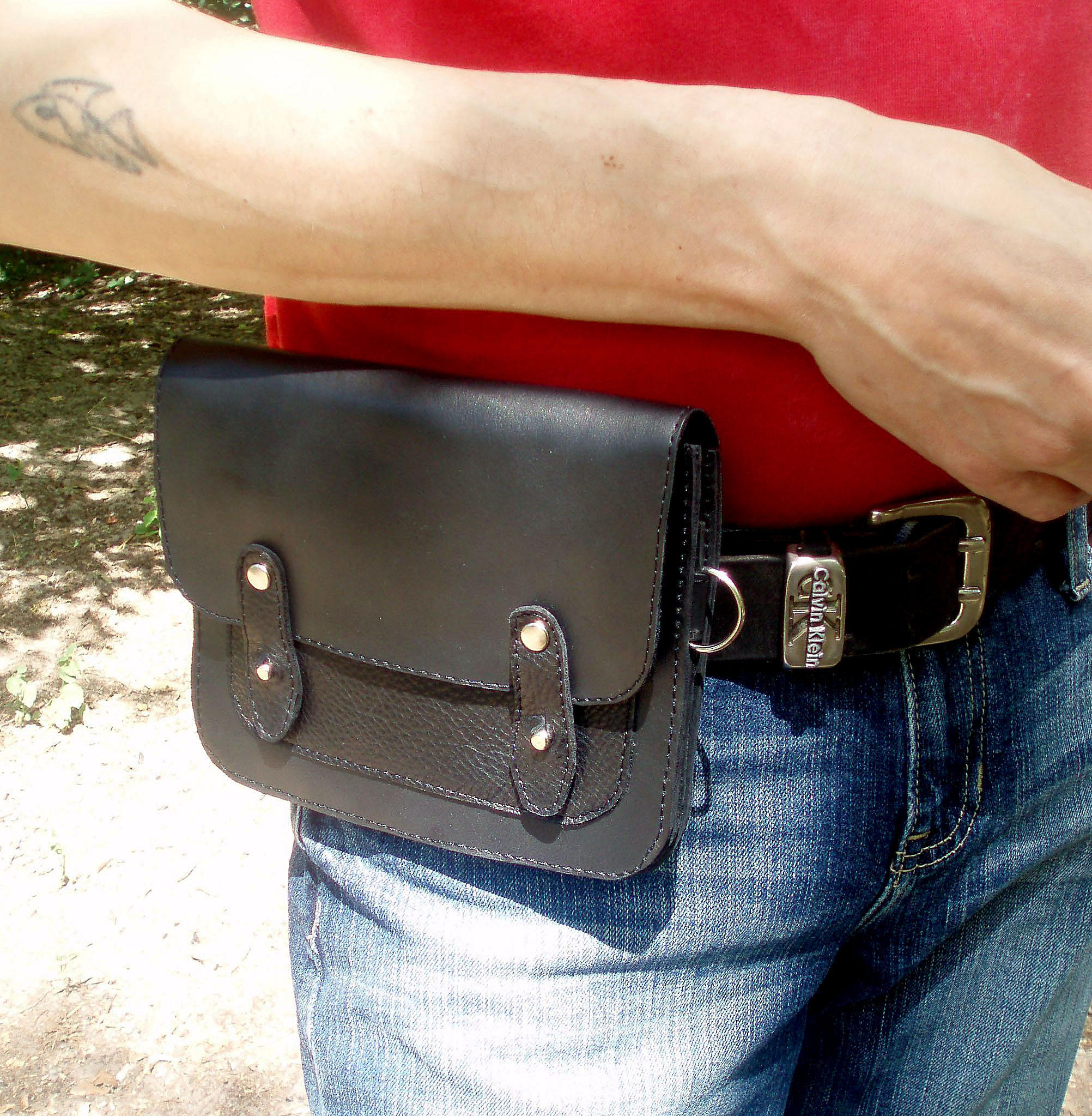 men's leather hip bag