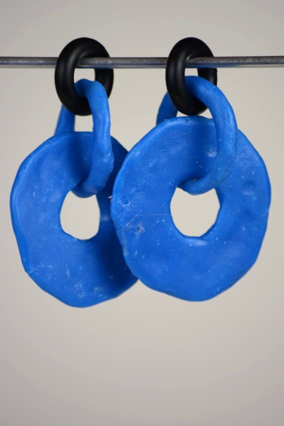 RR#108 Brilliant Blue Loop Plastic Earrings