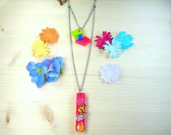 Two chain necklace "Princess" resin