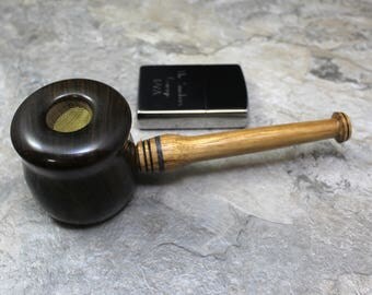 Honeypot style Smoking Pipe in Chacate Preto and Beli Hardwood with Amethyst Gemstone Inaly - TSG PB16 - Free Accessories and FREE SHIPPING