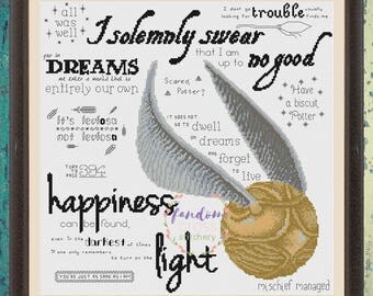 Snitch Sampler Cross Stitch PDF Pattern | Cross Stitch Sampler | Geek Cross Stitch | Harry Potter Cross Stitch Pattern