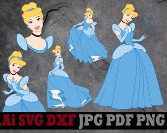 Cinderella svg, Disney princess svg Cinderella clipart Disney svg files silhouette digital files svg dxf png Ai pdf svg files for cricut