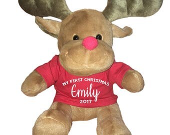 personalised christmas reindeer teddy