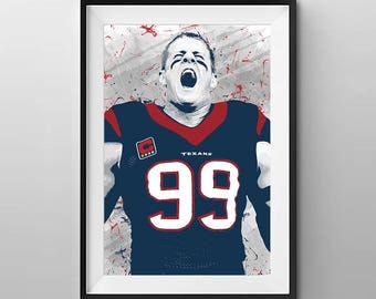 Houston Texans Print - Houston Texans Art - Houston Texans Wall Art - JJ Watt - Digital Illustration - Houston Texans Poster