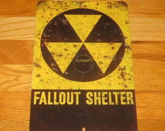 Fallout Shelter Nuclear Retro Vintage Look Rusted Reproduction Metal Sign-Mancave Bar Grill Custom