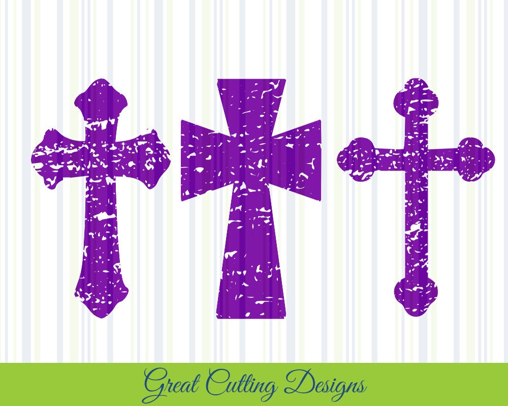 Download Set of 3 distressed Crosses SVG Cut File cross svg DXF cut