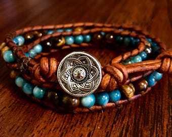 Brown Leather Double Wrap