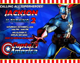 Captain America Invitation Birthday - Captain America Party