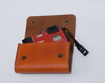 Camera case/ camera bag/Leather Felt Camera Case Box Hand-made Nikon AW 130, AW 120,AW 100, as well as for other cameras identical in size.