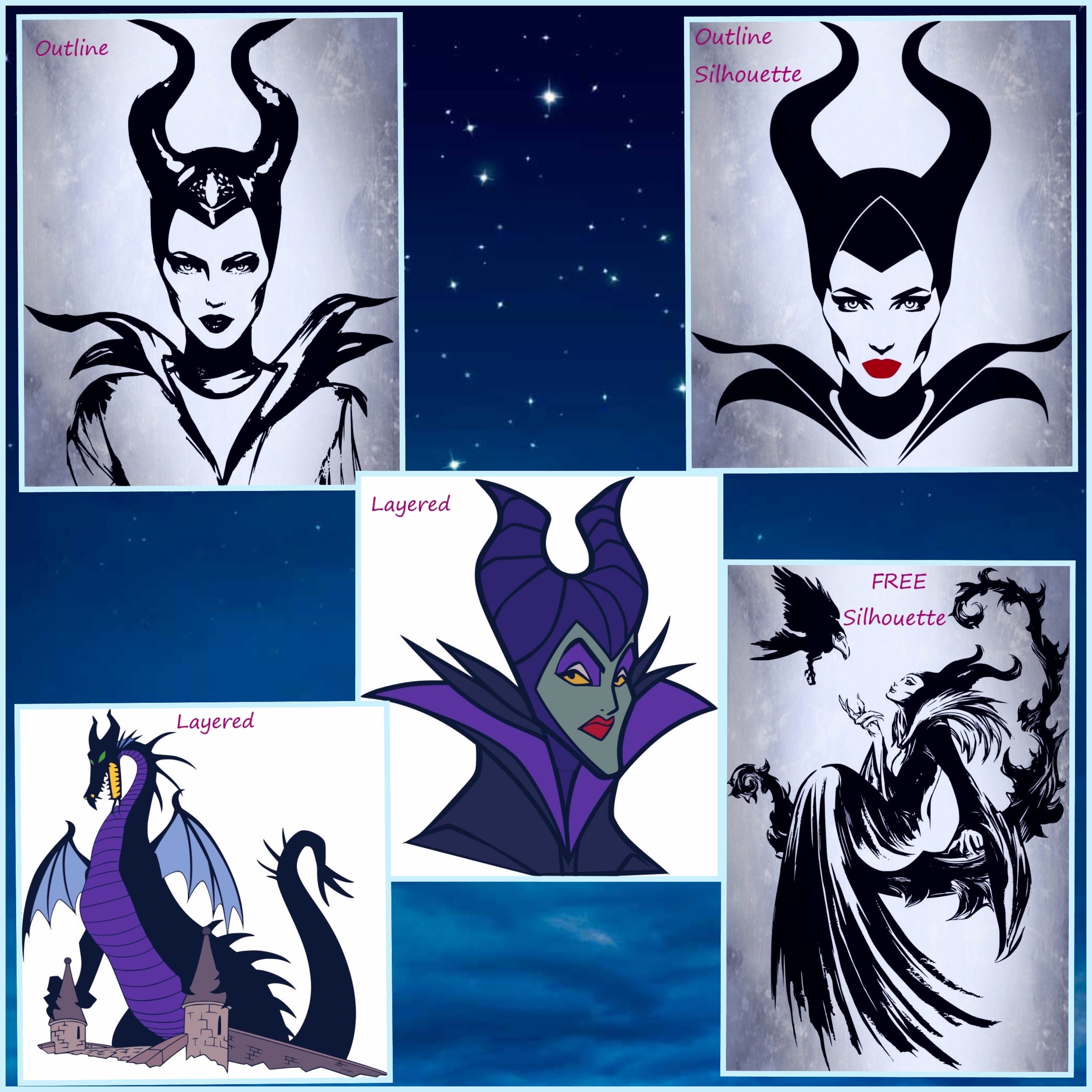 Download Maleficent Layered and Silhouette SVG files Disney