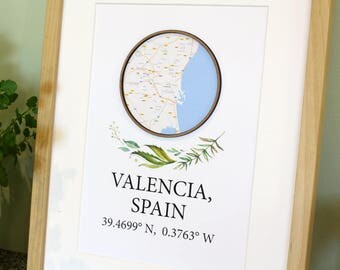 Custom Map Decor, Coordinates Print, Custom Map, Laser Cut Wood, Custom Map Art, Custom Coordintes Wall Art, Home Decor, 8x10 or A4