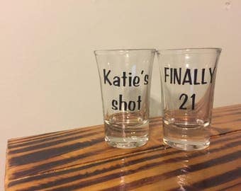custom shot glasses, 21st birthday, gift ideas, personalized shot glass