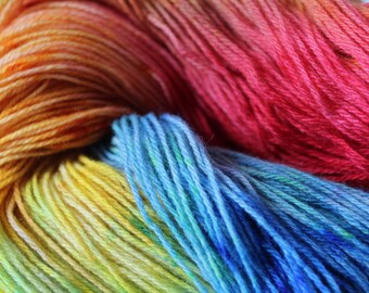 Hand Dyed Yarn Wool fine fingering 4ply 100g - Wonderland