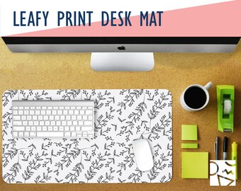 Leafy Print Desk Mat 2 Sizes - Extra Large Mouse Pad - Mouse Mat - Extended Mouse Pad - Desk Accessory