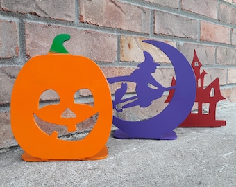 3 Piece Set HALLOWEEN Candle Holder - Halloween Decorations, Haunted House, Witch, Jack O Lantern, Pumpkin