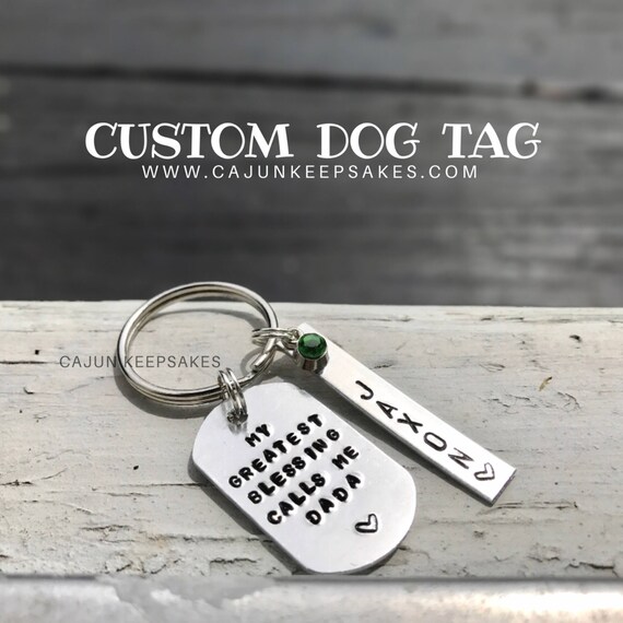 Custom Dog Tag Keychain or Necklace Personalized Hand