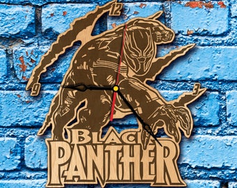 Black Panther Wall art Clock Black Panther Marvel black panther costume, cosplay, helmet, mask, black panther party, poster, suit